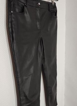 Фирменные трендовые эко кожа утипленные штаны кожаные брюки джинсы3 фото