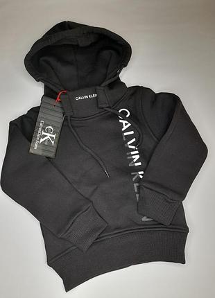 Худи, кофта теплая на флисе с капюшоном calvin klein