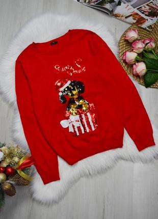 Джемпер червоний світер светр светер різдв‘яний з паєтками