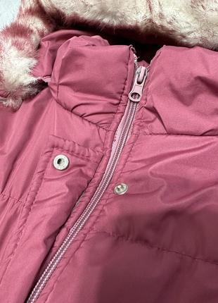 Детский розовый пуховик, пальто, длинный.4 фото