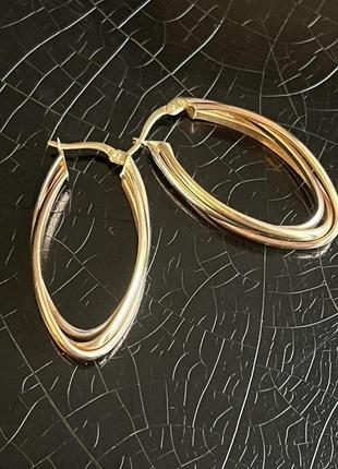 Стильные золотые серьги кольца конго производства италии золото 585 проба3 фото