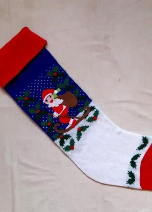 Новорічний носок для різдвяних подарунків і прикрашання будинку