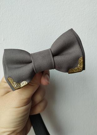 Краватка метелик сірий з металевими куточками / бабочка сіра