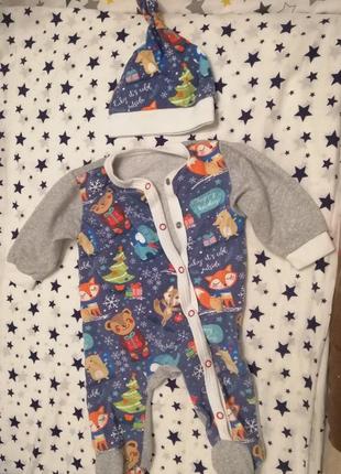 Человечек новогодний на флисе 56размер