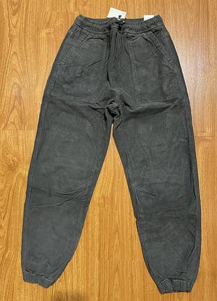 Брюки вельветовые zara 13-14 серые джоггеры