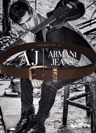 Шкіряний ремінь armani jeans (l-xl) італія3 фото