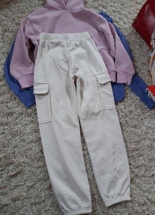 Стильные спортивные штаны джогеры в молочном/кремовом цвете, h&amp;m,  p 9-10 лет на рост 140 см6 фото