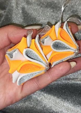 Новорічні іграшки на ялинку помаранч сріблясті2 фото
