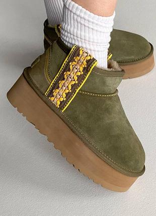 ❄️ угги на платформе ugg classic ultra mini braid platform ❄️(мех)
