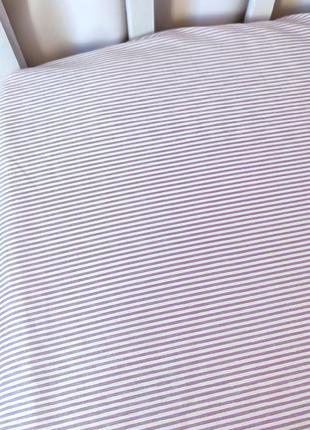 Простинь простирадло в ліжечко дитяче в смужку в ліжко від народження