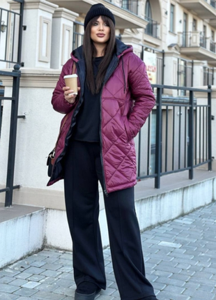 Женская куртка батал плащевка на 200 силиконе 3 цвета 5029ми