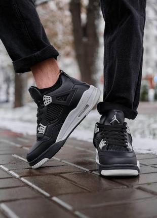 Nike air jordan 4 black grey fur8 фото