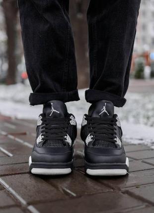 Nike air jordan 4 black grey fur2 фото