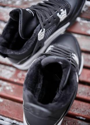 Nike air jordan 4 black grey fur6 фото