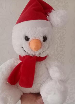 Мягкая игрушка "снеговик с шарфом".