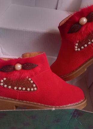 Детские ботинки красные kaidmao6 фото