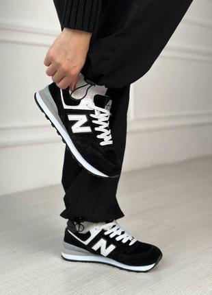 Кроссовки nb 574 black/white fur5 фото