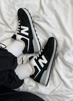 Кроссовки nb 574 black/white fur2 фото