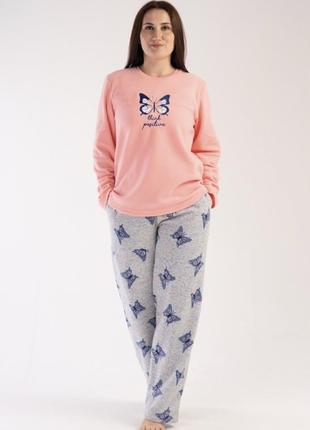 Тепла  жіноча  флісовп піжама батального розміру ,костюм для дома