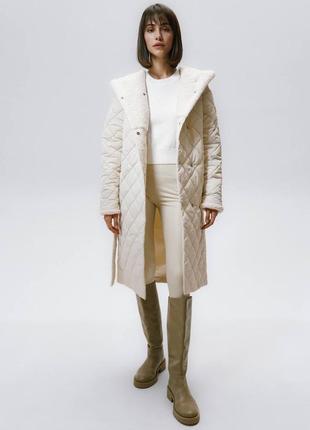 Пальто стеганое стеганое пальто с капюшоном женское