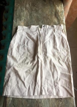 Льняна бежевого кольору міні-спідниця