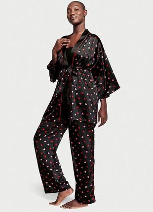 Сатиновый комплект тройка пижама халат victoria’s secret