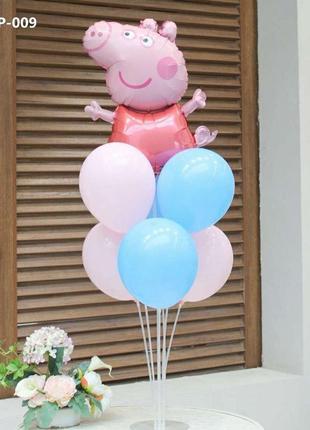 Набір повітряних кульок свинка пеппа на стійці для повітряних кульок
