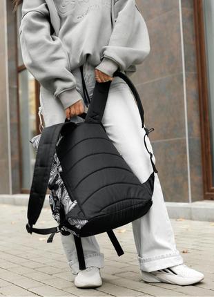 Жіночий рюкзак ролл sambag rolltop kzn чорний принт "palm"8 фото