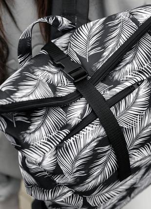 Жіночий рюкзак ролл sambag rolltop kzn чорний принт "palm"9 фото