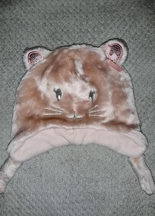 Зимова хутряна шапка котик