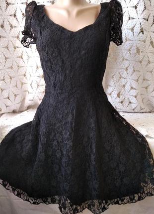 Платье женское гипюровое черного цвета