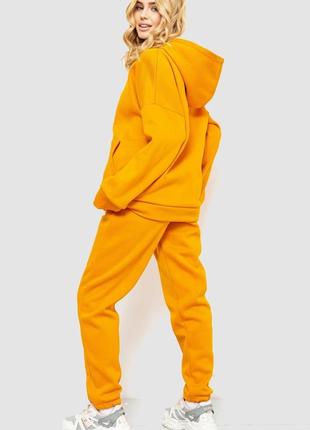 Жовтий спортивний костюм на флісі оверсайз кофта світшот з каптурем штани зимові джогери батал4 фото