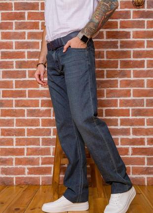 Качественные классические мужские джинсы с поясом синие мужские джинсы с ремнем прямые джинсы с потертостями демисезонные мужские джинсы классика1 фото
