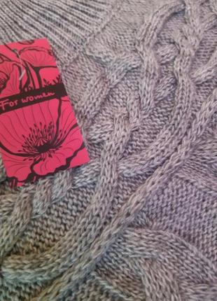 Вязаное платье, узор "косички", теплое платье