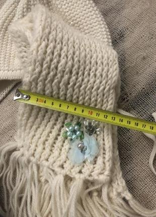 Шапка с бубоном песец и шарф,комплект шерсть зима в стиле blumarine,monnalisa4 фото