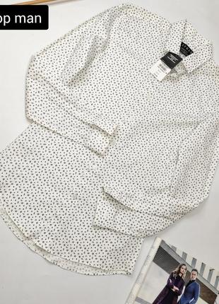 Сорочка чоловіча білого кольору в принт приталеного крою від бренду top man xs2 фото