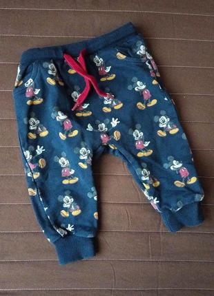 Дитячі спортивні штани на хлопчика disney baby 62/68 см штанці бавовна на 2-3-4-6 міс м міккі маус