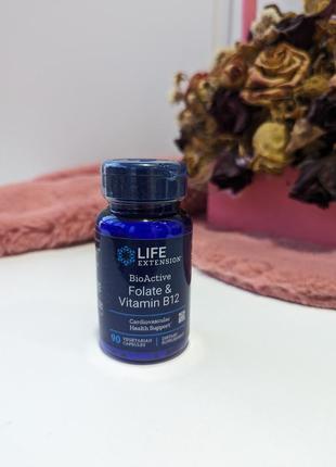 Life extension, фолат і вітамін b12, біоактивні, 90 вегетаріанських капсул