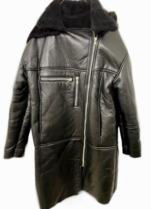 Дубленка авиаатор косухая куртка женская черная удлиненная s3 фото
