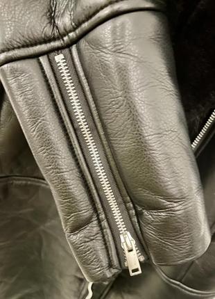 Дубленка авиаатор косухая куртка женская черная удлиненная s8 фото
