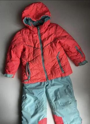 Зимний комплект куртка и комбинезон для девочки 110 см 4-5 лет
