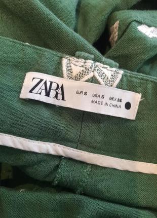 Брюки с вышивкой zara, лён4 фото