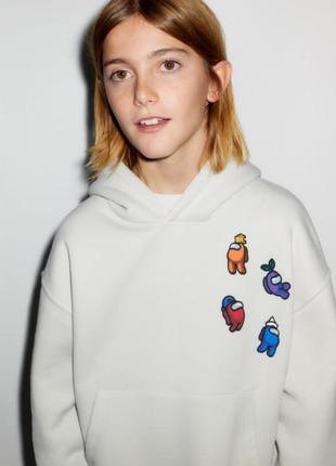 Утепленное на флисе худи, свитшот, толстовка с капюшоном zara among us оригинал испания.