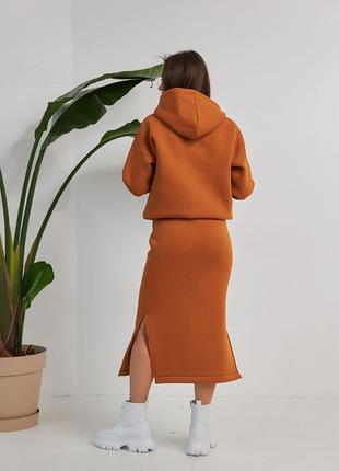 Теплый костюм: юбка с распорками и худи4 фото
