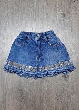 Синяя джинсовая юбка для девочек2 фото