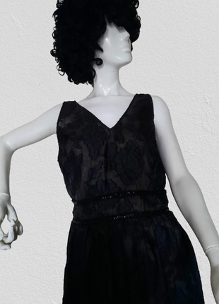 Черное нарядное жаккардовое платье большой размер №3312 фото
