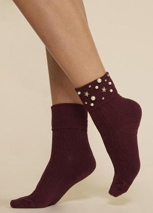 Женские хлопковые носки с камнями gabriella2 фото