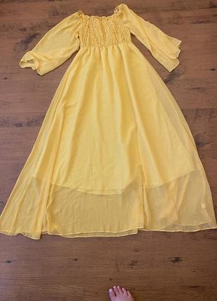 Платье миди желтое (для беременных тоже подойдет)6 фото