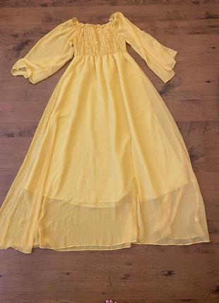 Платье миди желтое (для беременных тоже подойдет)5 фото