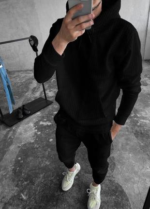 Мужской спортивный костюм Суровки худи + штаны черный1 фото